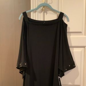 Plus size black cold shoulder top